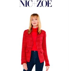 Vintage NIC+ZOE Up Tempo Knit  Fringe Sleeves Tweed Jacket Size:1X Old Money